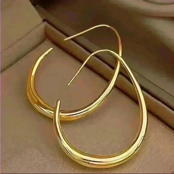 Minimalist Teardrop Shape Hoop Earrings - Picture 1 of 3